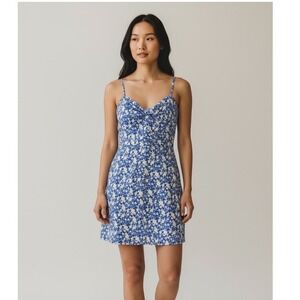 GB Gianni Bini Women's Blue and White Spaghetti Strap Small Mini Derby Dress